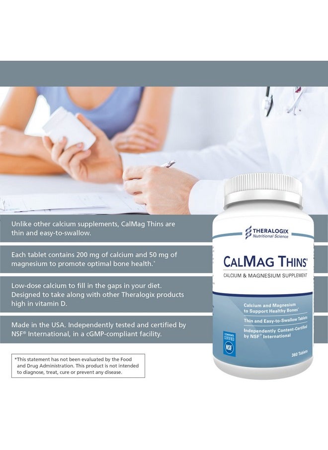 Theralogix Calmag Thins Calcium Magnesium Supplement ; Bone Health & Bone Strength Vitamin ; 360 Tablets Manufactured In The Usa And Nsf Certified  - Image 5