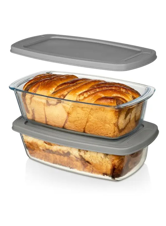 1 Pack Large Glass Baking Tray With Lid Stackable Microwave Oven Safe Easy Carry Handles - Image 3