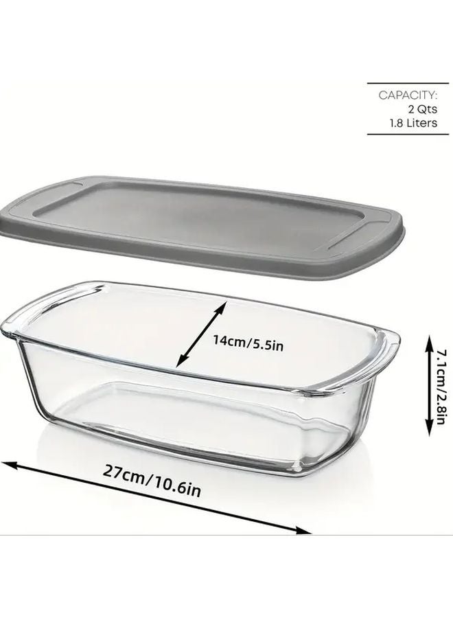 1 Pack Large Glass Baking Tray With Lid Stackable Microwave Oven Safe Easy Carry Handles - Image 4