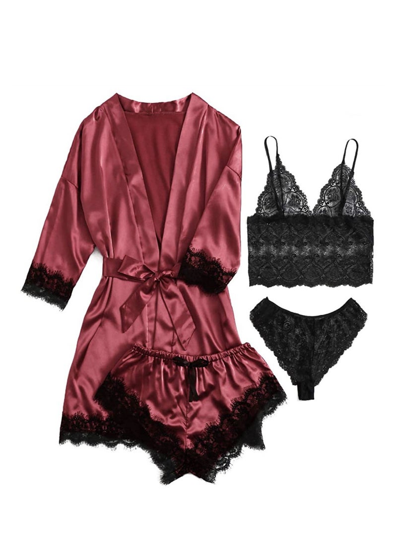 4pcs women's pajamas home wear new lace pajamas set  - Image 1