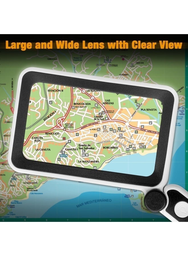 Arabest Rechargeable Magnifying Glass with Light for Reading, 5X Large Page Magnifier with LED Lighted for Seniors Low Vision, Folding Handheld Rectangle Magnifier for Reading Small Print Black - Image 4