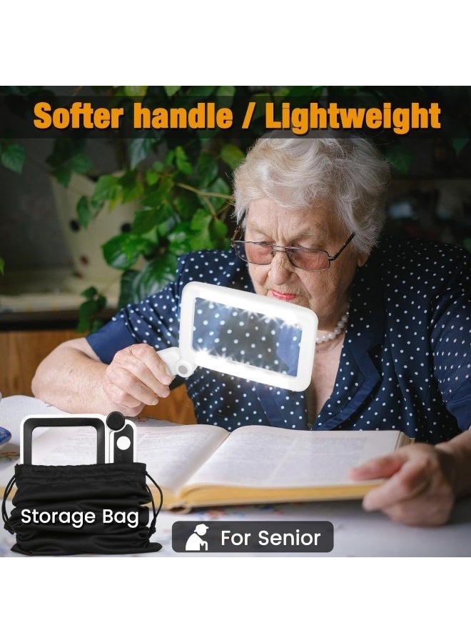 Arabest Rechargeable Magnifying Glass with Light for Reading, 5X Large Page Magnifier with LED Lighted for Seniors Low Vision, Folding Handheld Rectangle Magnifier for Reading Small Print Black - Image 5