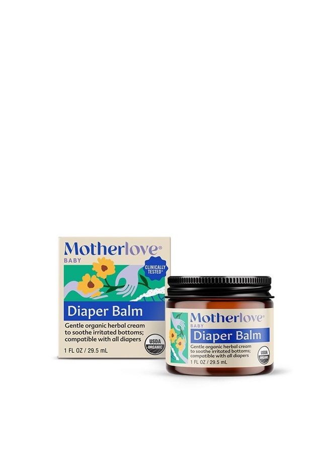 Motherlove Diaper Balm (1 oz) Organic Herbal Diaper Rash Cream—Cloth Diaper Safe, Zinc Oxide- & Petroleum-Free—Ideal Diaper Bag Size 
