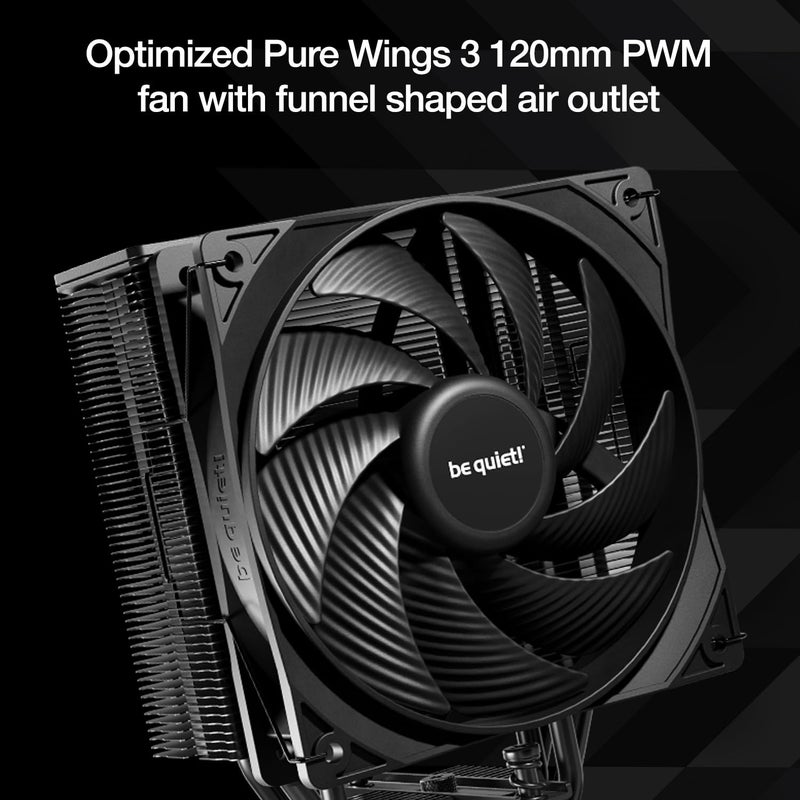 be quiet! Pure Rock 3 Black CPU Air Cooler | 4 High Performance 6mm Heat Pipes with HDT Technology | 120mm PWM Fan | AMD:AM4 AM5/Intel LGA 1700/1150/1151/1200 | Black | BK039 - Image 4