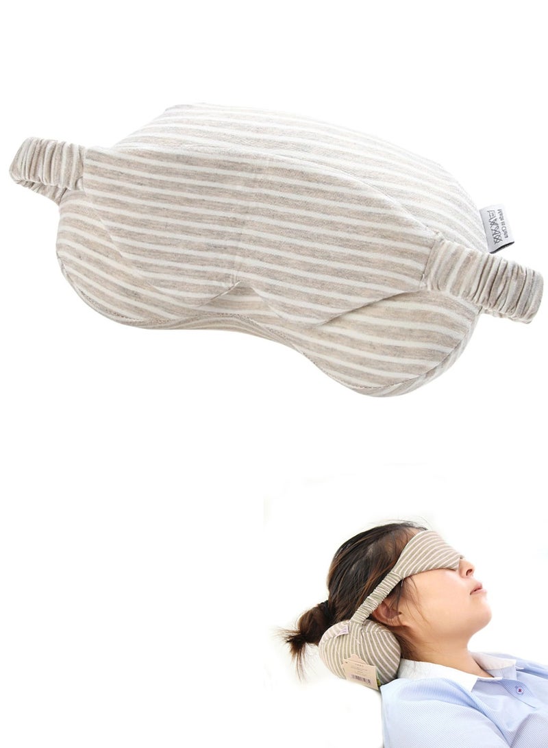 2-in-1 Memory Foam Travel Pillow and Eye Mask, U Shaped Sleeping Pillow with Eye Cover, Beige