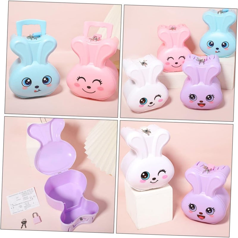 klarako 2pcs Shape Gift Doll Birthday Storage Figurine Rabbit Christmas Chinese Coin Zodiac Pot Cute Adorable Bunny Saving Lock Lovely Animal Candy Party Kids Year Jar Container The Color - Image 4
