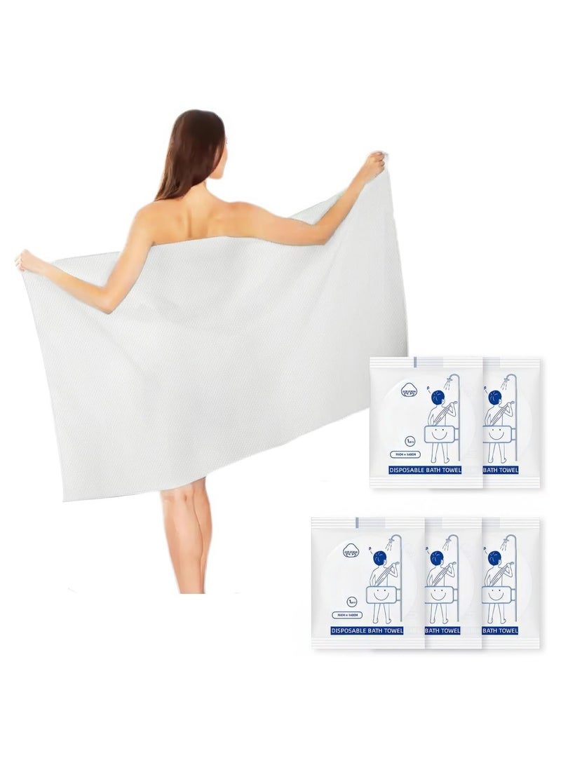Large Compressed Bath Towel, Premium Disposable Bath Towels, Travel Towels 55.1 X 27.5 inch, for Traveling Camping Beach Swimming and Hiking (5 PCS) - Image 1