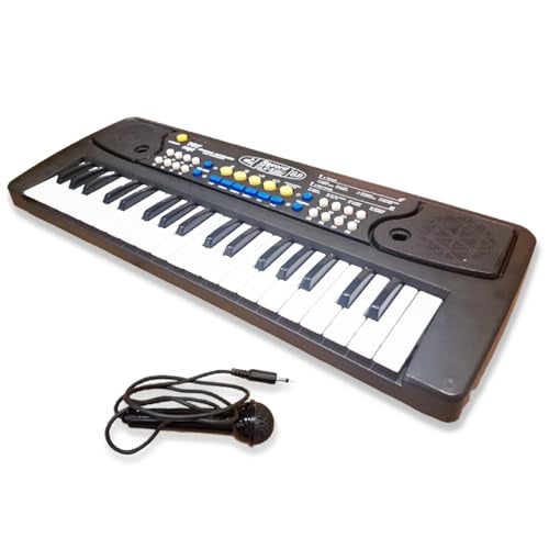 ToyMagic Kids Keyboard with 37 Keys & Microphone|Electronic Piano for Beginners|Portable Rechargable Keyboard Piano|USB Charging|48 x 17Cm Black Color|Best Gift for 3+ Years|Made in India - Image 1