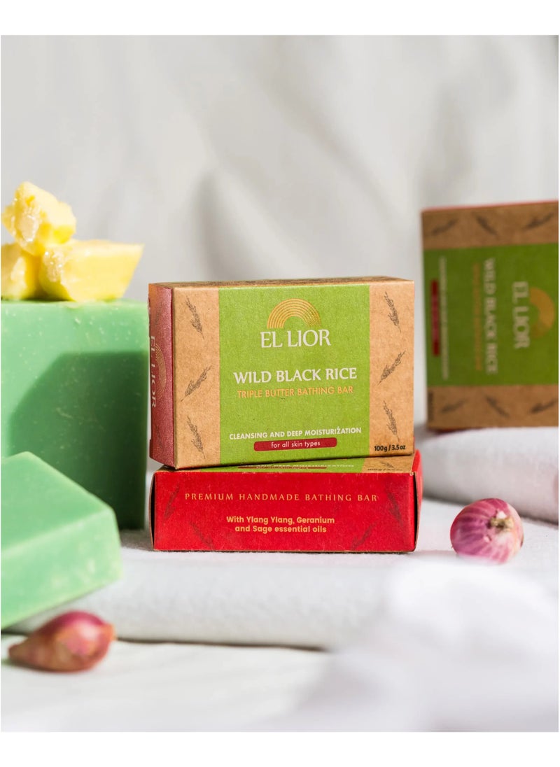 EL LIOR - EL LIOR Wild Black Rice Triple Butter Bathing Bar - Image 1