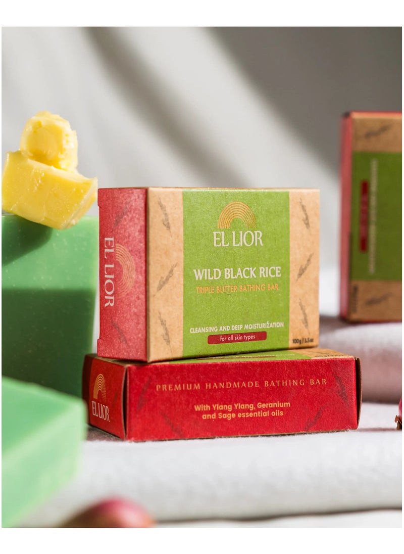 EL LIOR - EL LIOR Wild Black Rice Triple Butter Bathing Bar - Image 1