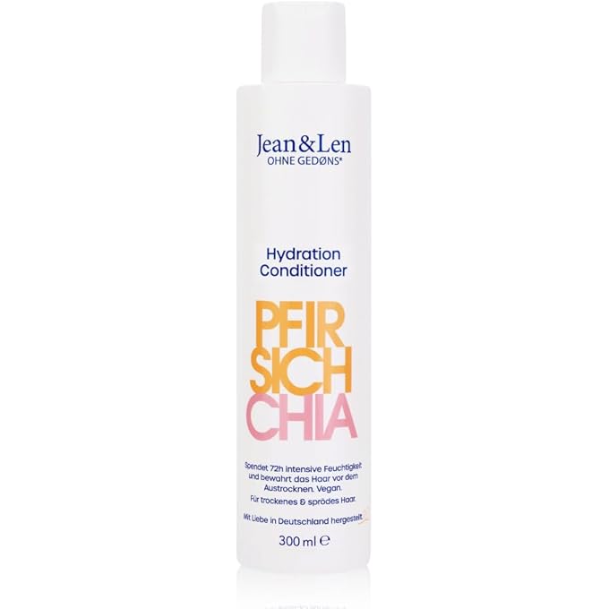 Jean & Len CONDITIONER PEACH & CHIA SEEDS, FOR DRY HAIR, VEGAN HAIR CARE WITH PEACH & CHIA SEED EXTRACT & VEGETABLE GLYCERINE, SILICONE-FREE & PARABEN-FREE, 300 ML - Image 2