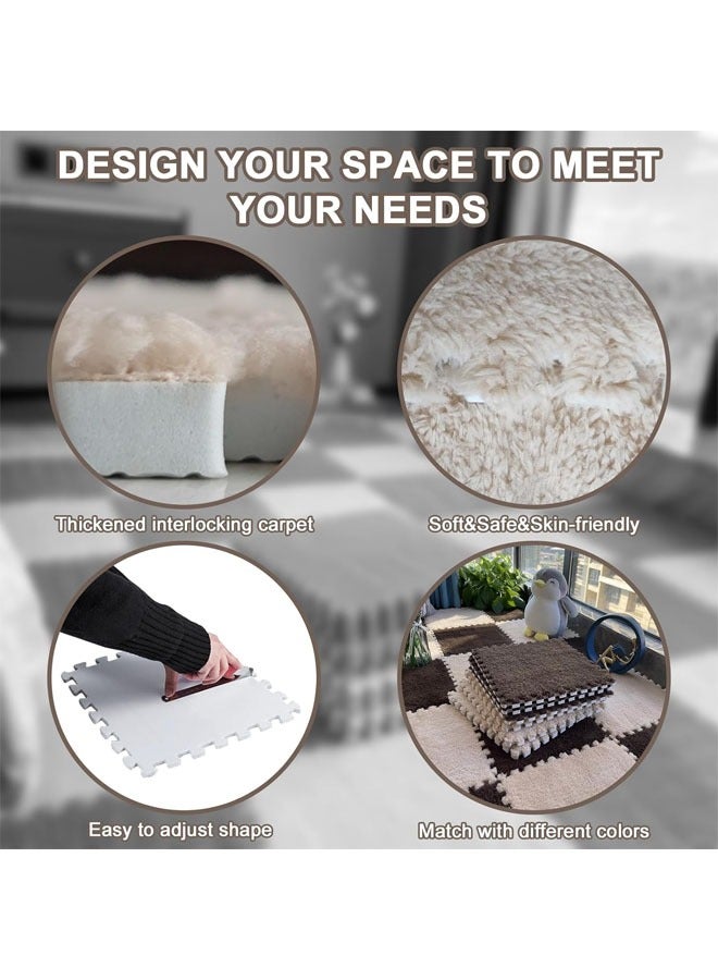 HQ-GAMING Interlocking Tile Mats with Border, Fluffy Soft EVA Foam Area Rug Puzzle Area Square Rug Playmat for Children Room Bedroom Home, Non-Slip Protective Floor Carpet Play Mat (Camel) - Image 3