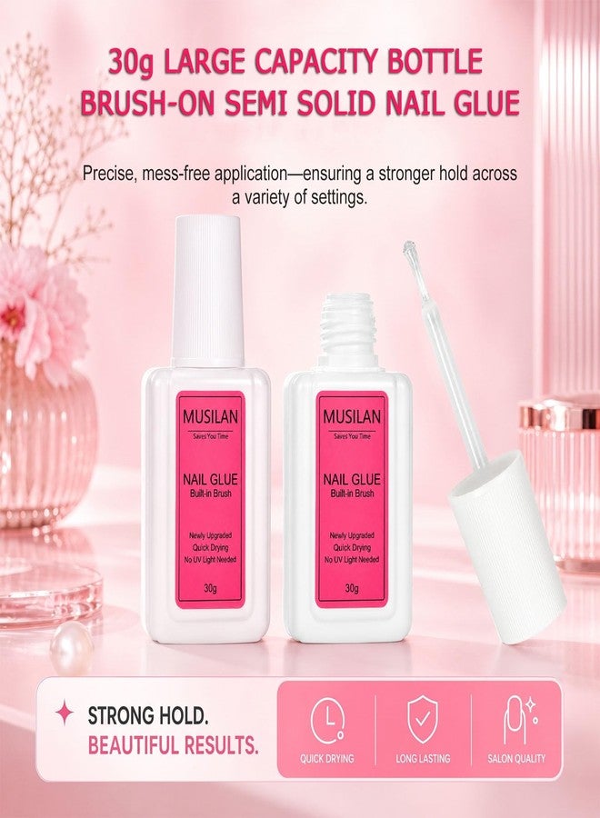 MUSILAN Nail Glue, 30g Nail Glue for Acrylic Nails Super Strong Nail Gel Glue for Press on Nails Professional Brush on Acrylic Nail Glue False Nail Tips Broken Nails Super Bond for Long Lasting - Image 4