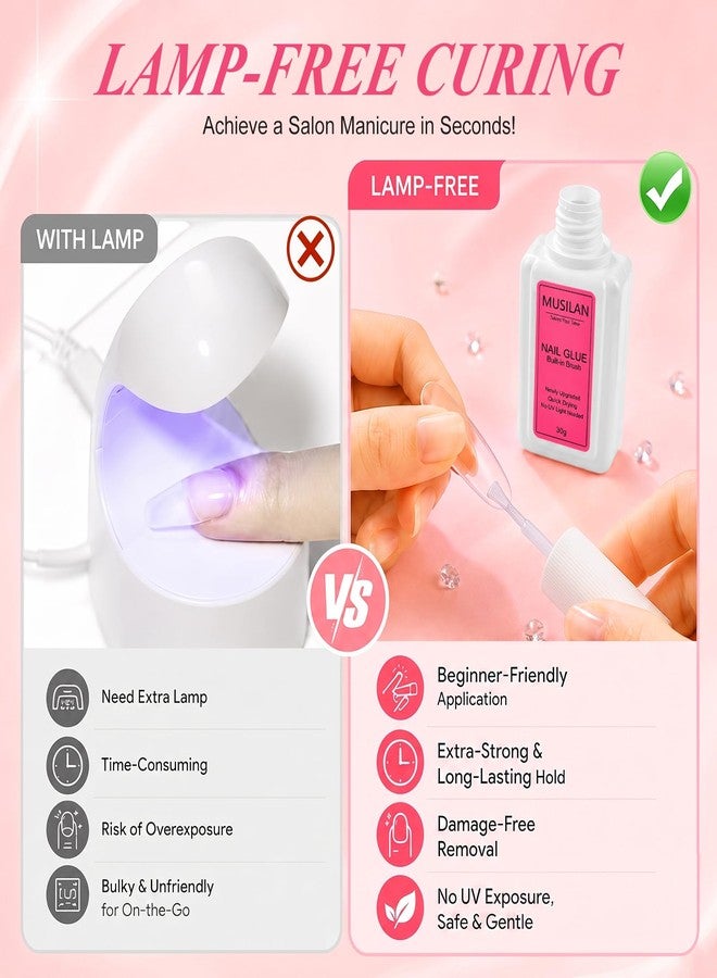 MUSILAN Nail Glue, 30g Nail Glue for Acrylic Nails Super Strong Nail Gel Glue for Press on Nails Professional Brush on Acrylic Nail Glue False Nail Tips Broken Nails Super Bond for Long Lasting - Image 5