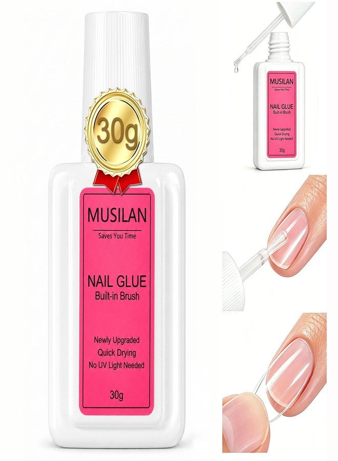 MUSILAN Nail Glue, 30g Nail Glue for Acrylic Nails Super Strong Nail Gel Glue for Press on Nails Professional Brush on Acrylic Nail Glue False Nail Tips Broken Nails Super Bond for Long Lasting - Image 1