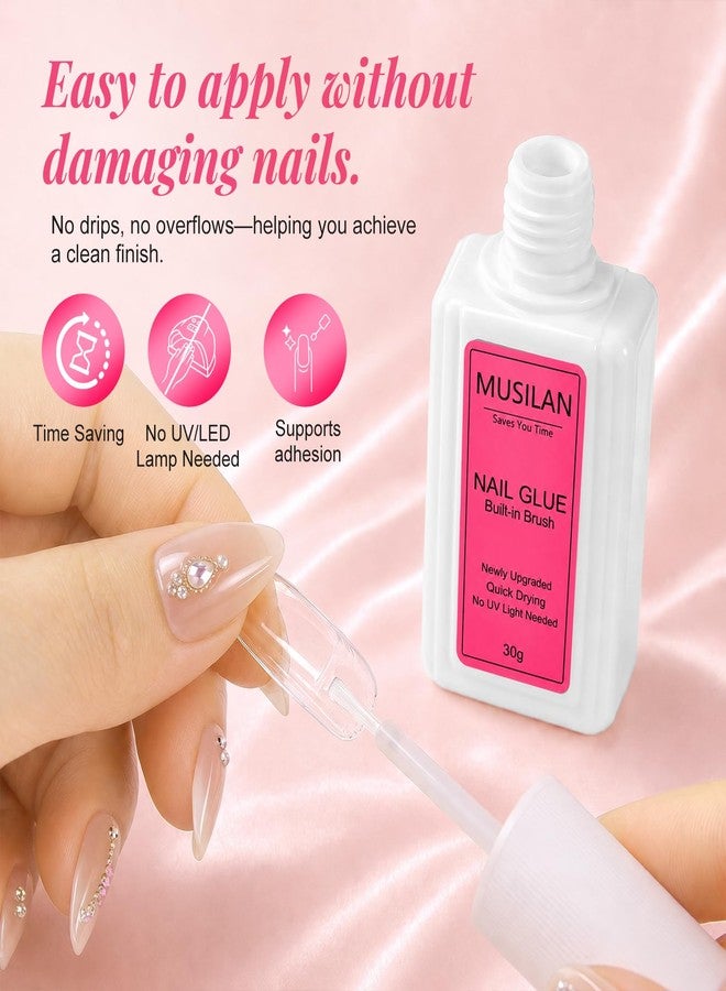 MUSILAN Nail Glue, 30g Nail Glue for Acrylic Nails Super Strong Nail Gel Glue for Press on Nails Professional Brush on Acrylic Nail Glue False Nail Tips Broken Nails Super Bond for Long Lasting - Image 3