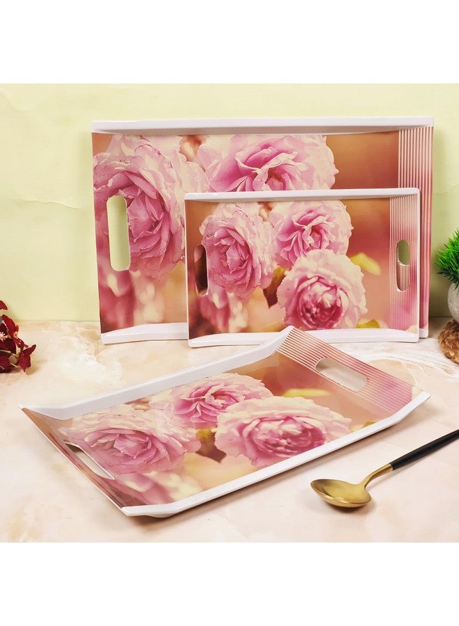 UPC U.P.C. Tray Set for Serving/Serving Tray Set of 3/ Premium Printed Tray for Serving/Multi-Use Nashta Plate (Small, Medium & Large) - Image 1