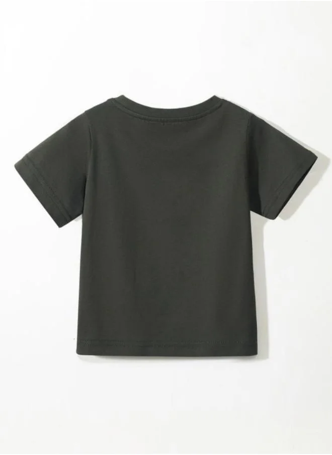 YUNIQEE Black Printed Short Sleeve Crew Neck T-Shirt