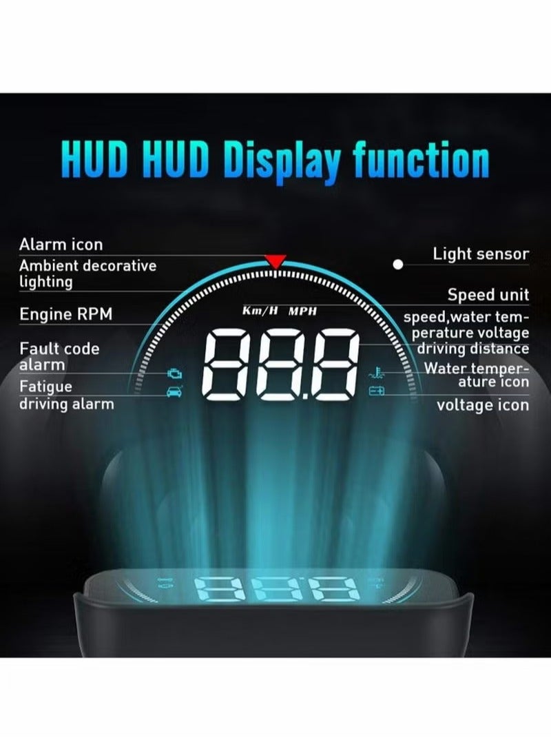 AROAQ Vehicle Speedometer, Head Up Display Multifunction Overspeed Warning System, Portable Durable Hud Projector For Car Black Speed Warning Hud Projector For Cars And Trucks - Image 2