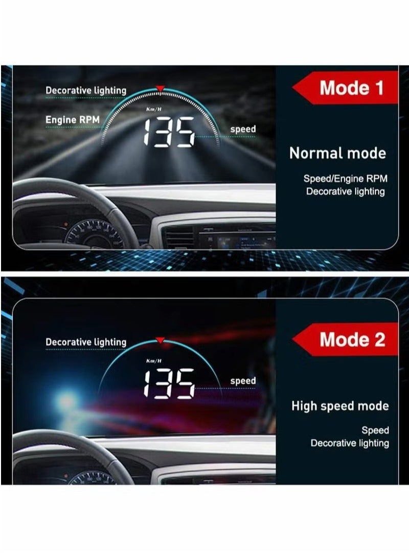 AROAQ Vehicle Speedometer, Head Up Display Multifunction Overspeed Warning System, Portable Durable Hud Projector For Car Black Speed Warning Hud Projector For Cars And Trucks - Image 5