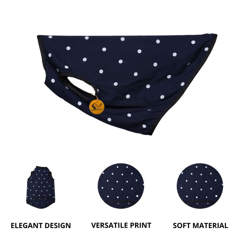 Sage Square Crazy Printed Dog T-Shirt, Trending Dog T-Shirt, Ultra Soft & Light Weight, Comfortable & Breathable Dog Apparel, Trendy Outfit (Polka Blue) (Medium - 16inch) - Image 2