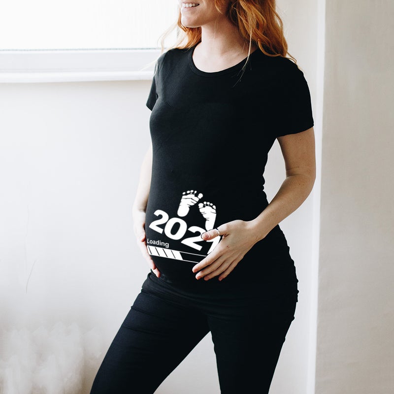 AliExpress Foreign Trade Baby Loading 2022 Maternity Printed Short Sleeve T-Shirt Women's Top GH851-D XL - Image 4