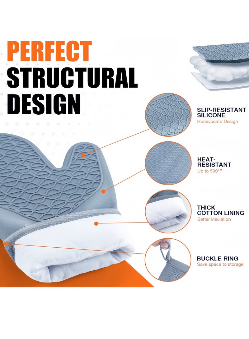 Anti-scalding heat-insulating gloves, gloves contain cotton inside, kitchen silicone honeycomb silicone anti-scalding gloves, kitchen baking special oven anti-scalding heat-insulating gloves, suitable for ovens, kitchens, outdoor barbecues - Image 3