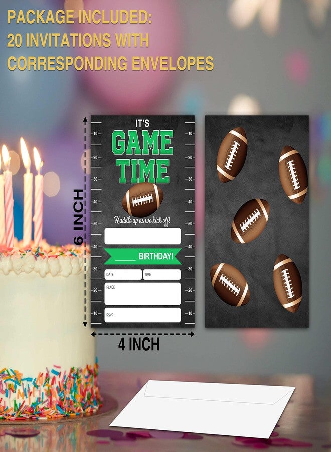 YQV Birthday Invitations, 4"x6" Football Birthday Party Invitations with Envelopes for Football Party Decorations Supplies(20 Pieces)-C28 - Image 4