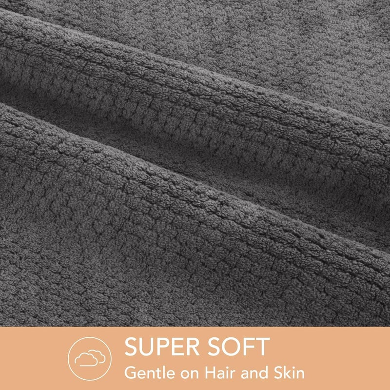 Sinland Microfiber Hair Drying Cap Hair Towel Turban Twist for Women Fast Drying Towels Head Turban Absorbent Soft Lightweight 3 Pack Grey - Image 4