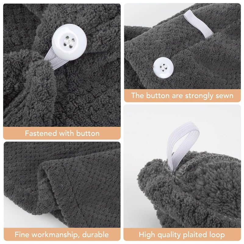 Sinland Microfiber Hair Drying Cap Hair Towel Turban Twist for Women Fast Drying Towels Head Turban Absorbent Soft Lightweight 3 Pack Grey - Image 3