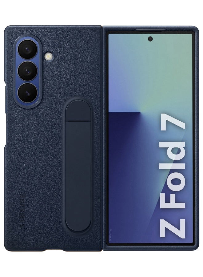MARGOUN Leather Case Cover for Samsung Galaxy Z Fold 7, Kindsuit Case Slim and sleek with Secure Hand Grip - Dark Blue-G