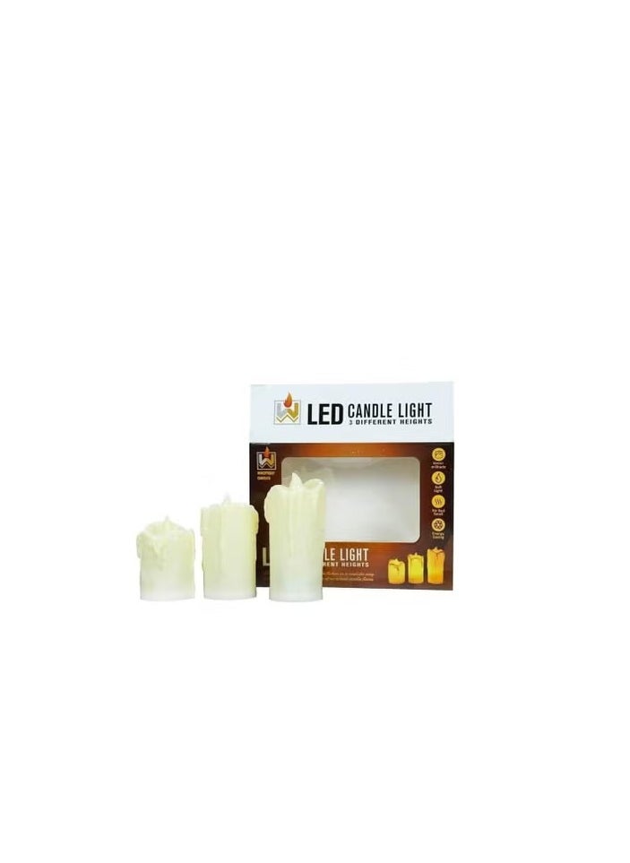 co arma 3-piece LED Candle Lights, Battery Operated, White 