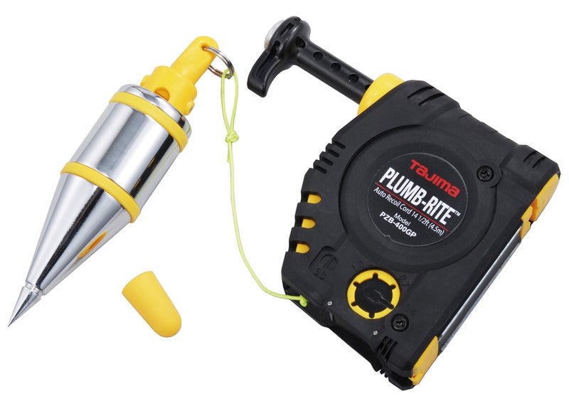 Tajima TAJIMA Plumb Bob Setter - 14 oz (400g) Magnetic Plumb-Rite with 14.5 ft Auto Recoil Cord & Quick-Stabilizing Bob - PZB-400GP  - Image 1