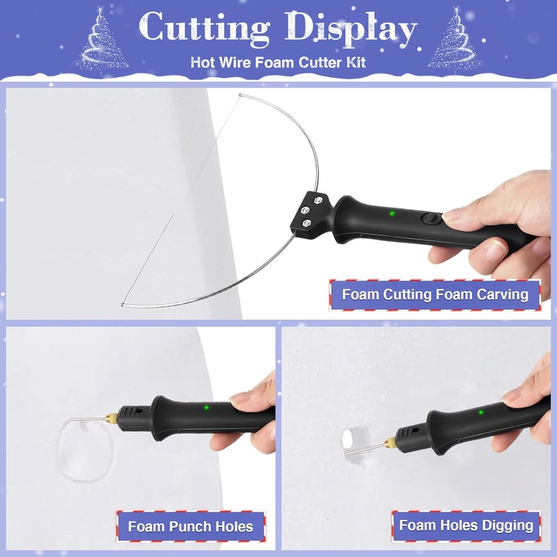 GOCHANGE 3 in 1 Foam Cutter, Electric Cutting Machine Pen Tools Kit, 100-240V /18W Styrofoam Cutting Pen with Electronic Voltage Transformer Adaptor For Foam Cutting, Holes Digging, Details Handling - Image 4