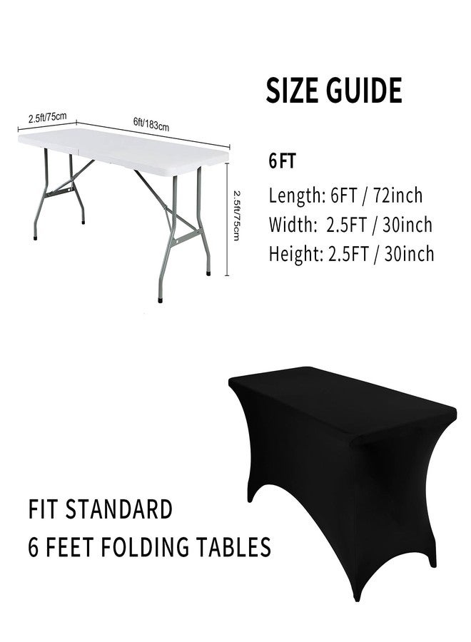 Fokitut 6 Pack Spandex Table Cover for 6FT Table Universal Fitted Stretch Tablecloth for Party, Banquet, Wedding and Events-Black - Image 4