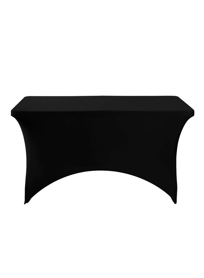Fokitut 6 Pack Spandex Table Cover for 6FT Table Universal Fitted Stretch Tablecloth for Party, Banquet, Wedding and Events-Black - Image 2