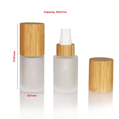 COSIDEA 6 pcs Empty 1oz 30ml bamboo lid Frosted glass spray bottle with fine mist despenser head for liquid perfume toiletries toner bottles - Image 3
