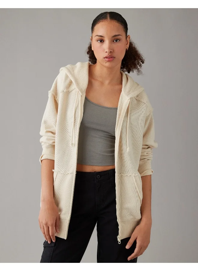 American Eagle AE Oversized Washed Zip-Up Hoodie