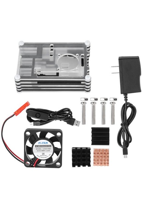 Acrylic Protective Enclosure Case for Raspberry Pi 3 B+ With Fan Heatsink  -240V
