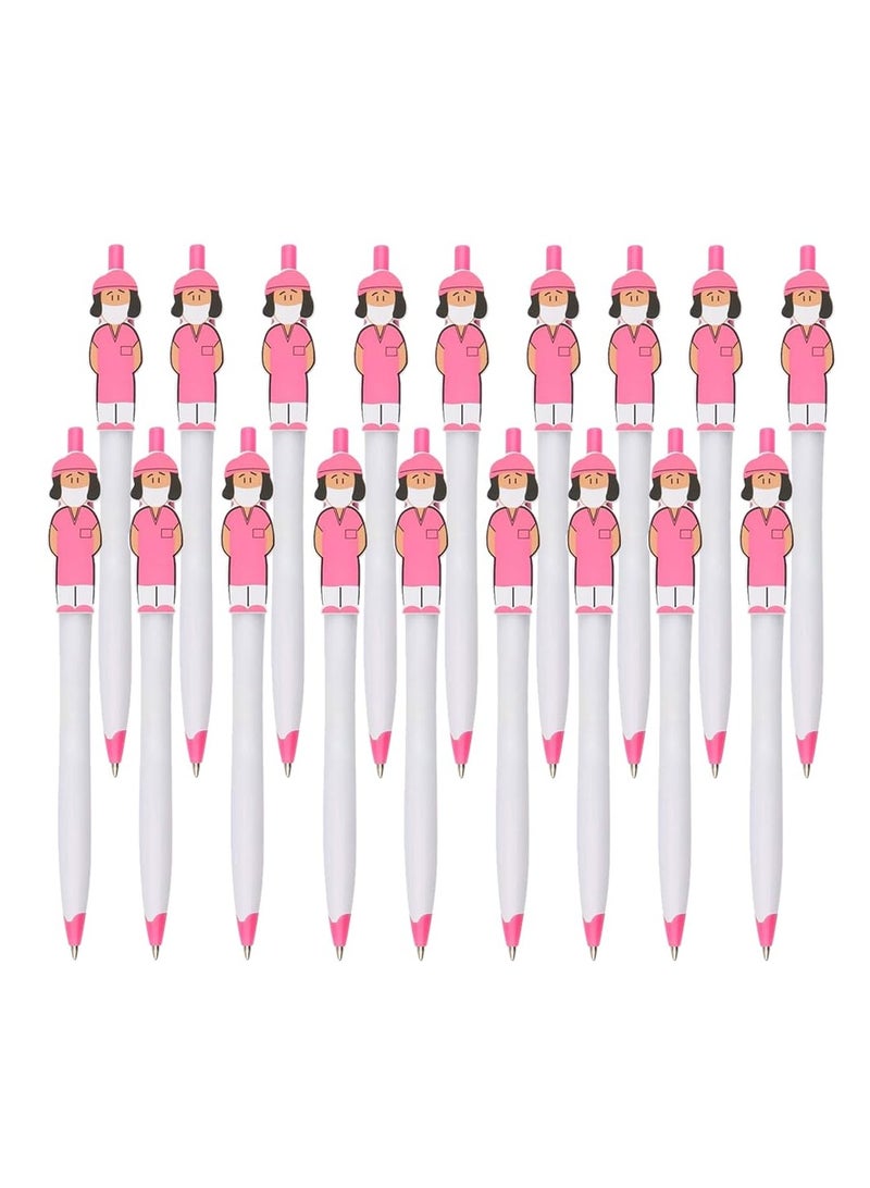 فوميمو أقلام بتصميم ممرضة لطيفة، هدايا تقدير ملهمة، أقلام كرتونية مضحكة مبتكرة لطالبات مدرسة التمريض، هدايا التخرج لمساعدات الرعاية الطبية، 18 قطعة، زهري - Image 1