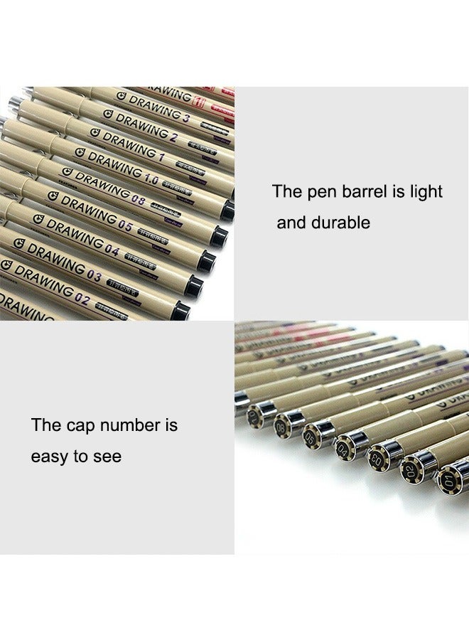 ليتو ١٢ قلم رسم أسود، أقلام تحديد سائلة، مجموعة أقلام فنية – مضادة للماء، سريعة الجفاف، دقيقة للرسم، التخطيط الهندسي، المانجا، كتابة اليوميات والفنون - Image 5