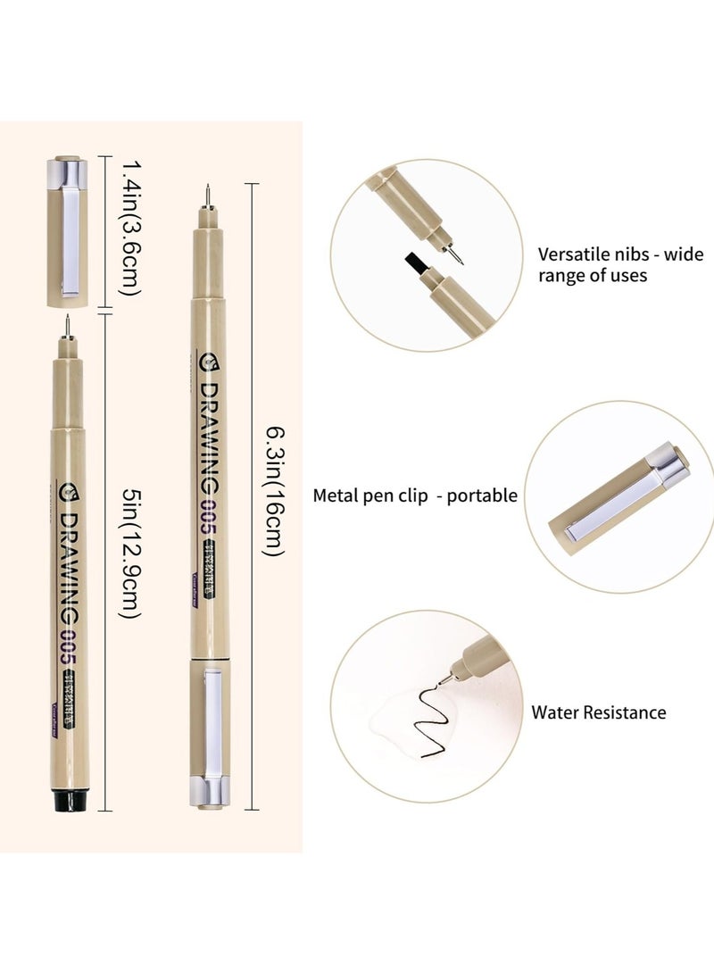 ليتو ١٢ قلم رسم أسود، أقلام تحديد سائلة، مجموعة أقلام فنية – مضادة للماء، سريعة الجفاف، دقيقة للرسم، التخطيط الهندسي، المانجا، كتابة اليوميات والفنون - Image 2