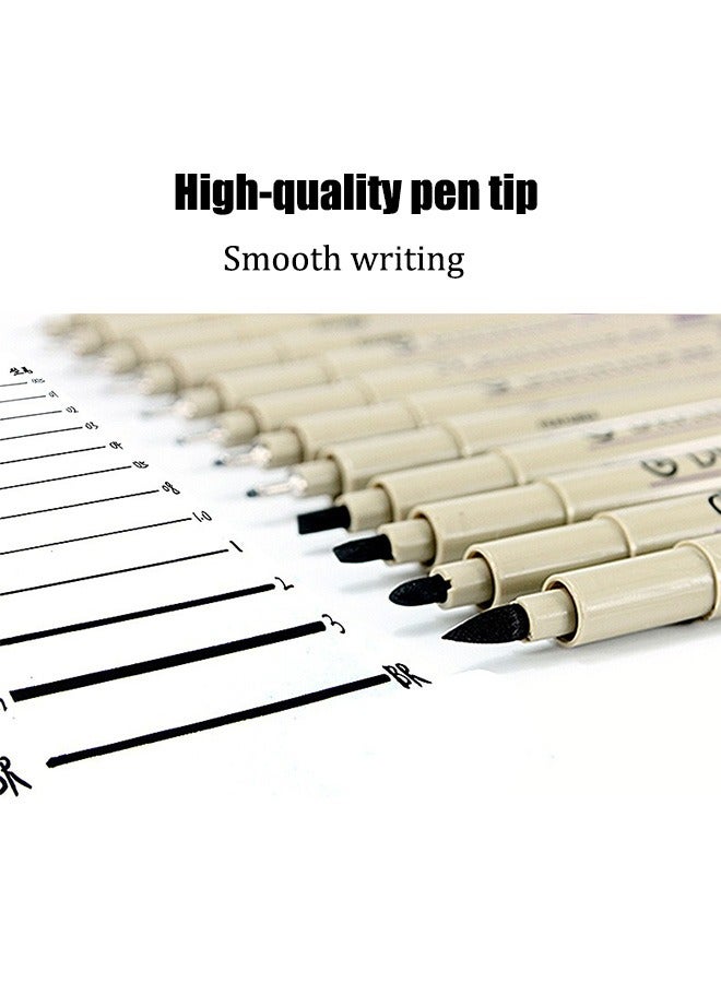 ليتو ١٢ قلم رسم أسود، أقلام تحديد سائلة، مجموعة أقلام فنية – مضادة للماء، سريعة الجفاف، دقيقة للرسم، التخطيط الهندسي، المانجا، كتابة اليوميات والفنون - Image 4