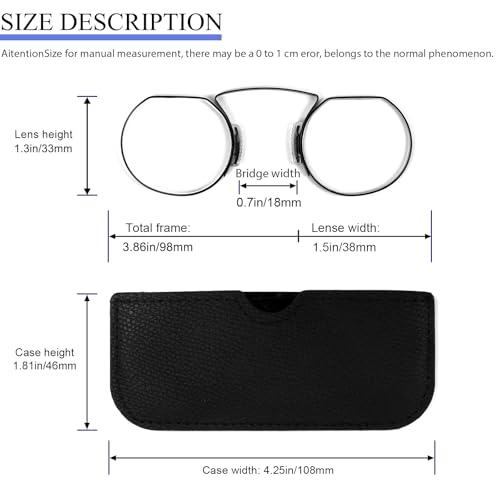 REAVEE 2 Pack Small Armless Reading Glasses for Men Women, Blue Light Blocking Round No Temple Thin Compact Readers with Portable Case, Black and Grey +2.5 - Image 5