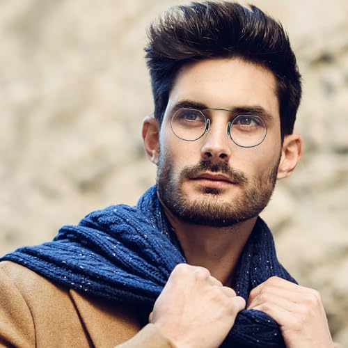 REAVEE 2 Pack Small Armless Reading Glasses for Men Women, Blue Light Blocking Round No Temple Thin Compact Readers with Portable Case, Black and Grey +2.5 - Image 3