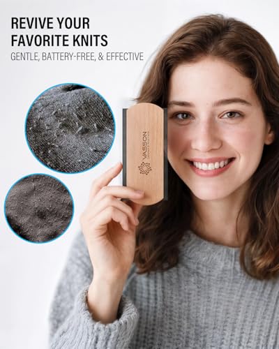 VASSON Cashmere Comb for Sweaters & Wool - Thicker Solid Beechwood Handle Fabric Shaver - 20% Larger Manual Depiller & Fuzz Remover for Knits, Scarves, and Coats (Dual-Sided Design) - Image 2