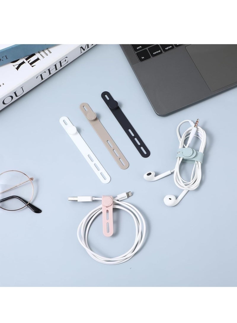 YelaJoy 25 Pcs Silicone Cable Ties, Cord Ties Cord Wrap, Cable Ties Reusable, High Elasticity Cord Wraps for Electrical Cords, Cord Organizer for Earphone, Phone Charger (5 colours） - Image 5