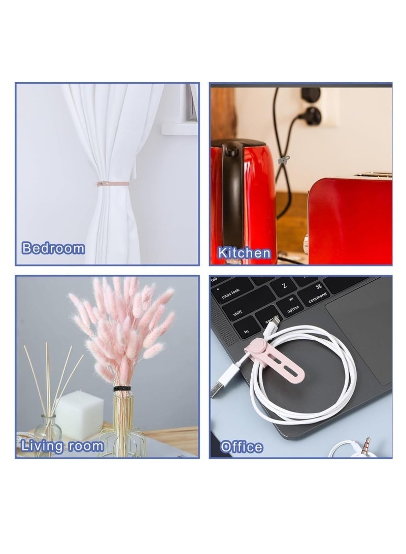 YelaJoy 25 Pcs Silicone Cable Ties, Cord Ties Cord Wrap, Cable Ties Reusable, High Elasticity Cord Wraps for Electrical Cords, Cord Organizer for Earphone, Phone Charger (5 colours） - Image 2