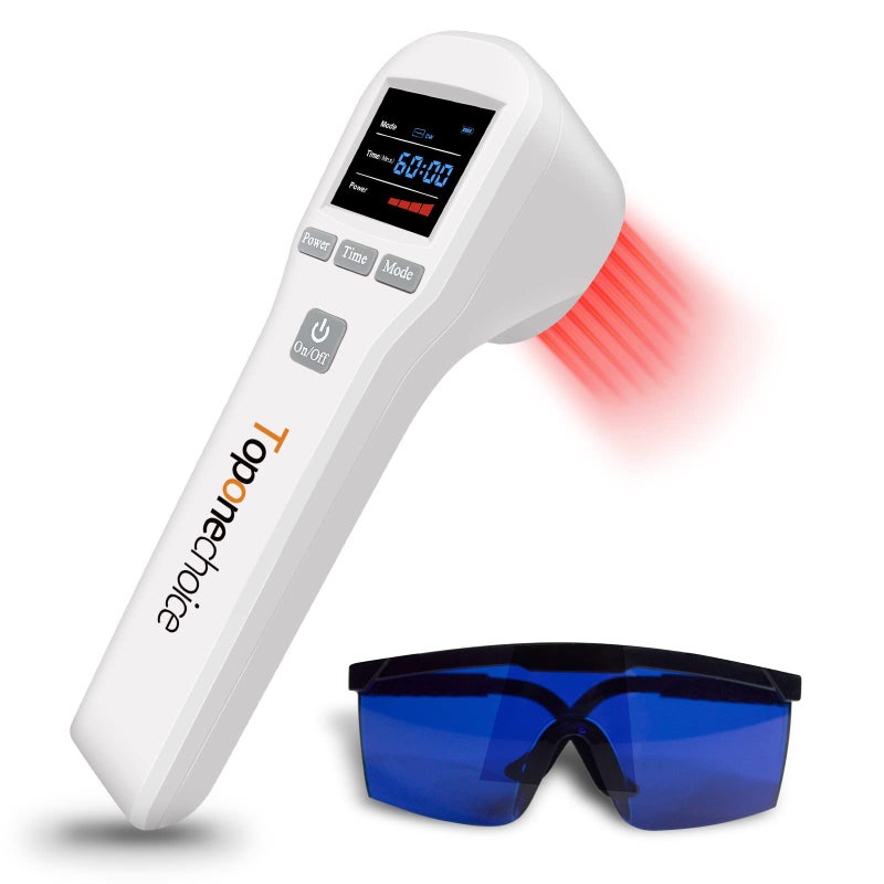 Toponechoice Red Light Therapy Device 4x808nm16x650nm Near Infrared Light Therapy for Joint Muscle Pain Relief Handheld Infrared Therapy for Body Knee Shoulder Back Dog Cat Horse White