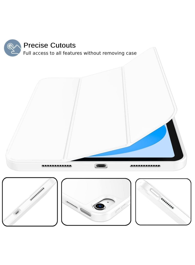 New iPad 10.9 Inch Case 2022 (10th Gen) with Pencil Holder – Trifold Stand Smart Case, Soft TPU Back, Auto Wake/Sleep (White)